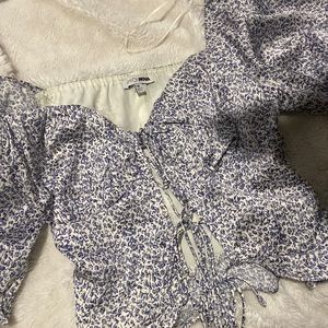 Frenchy Ditsy Floral Square Neck Puff Sleeve Blouse